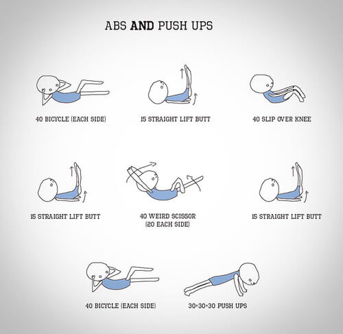 Abs and Push Ups Workout - Healthy Fitness Exercises Chest Abs