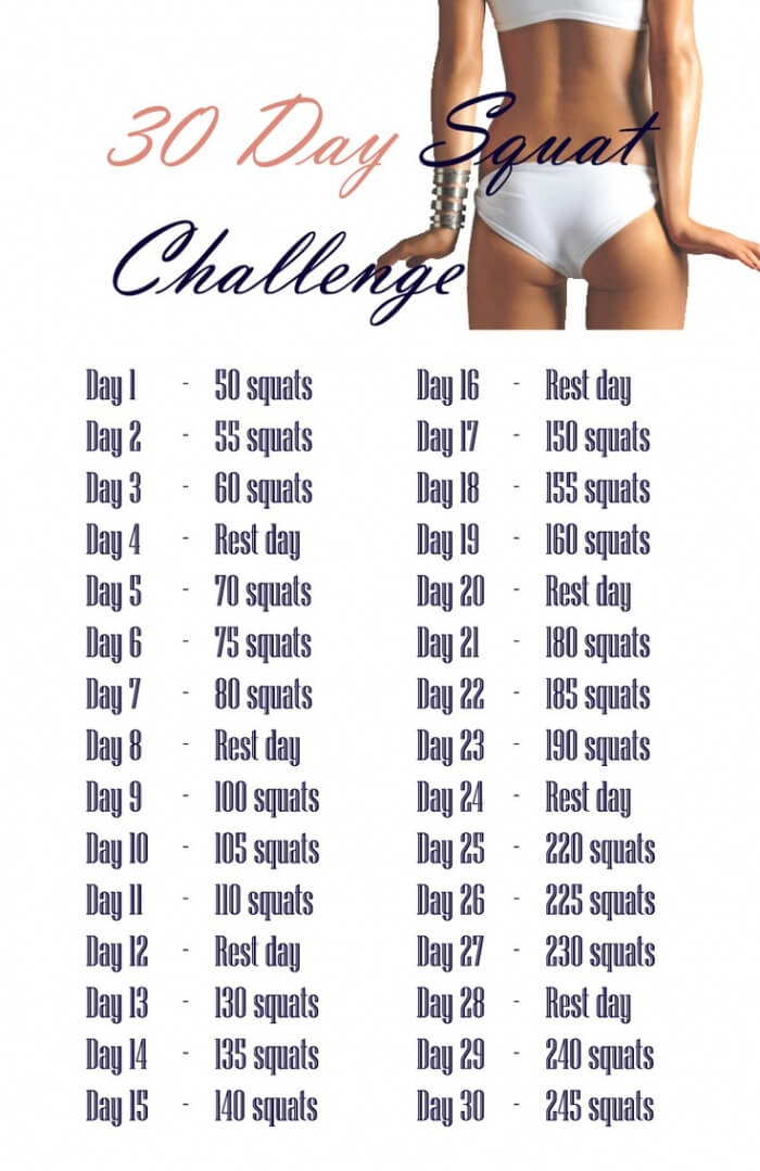 30 Day Squat Challenge - Healthy Fitness Exercise Butt Legs Sexy