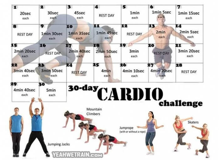 30 Day Cardio Challenge - Healthy Fitness Exercise Sexy Body Abs