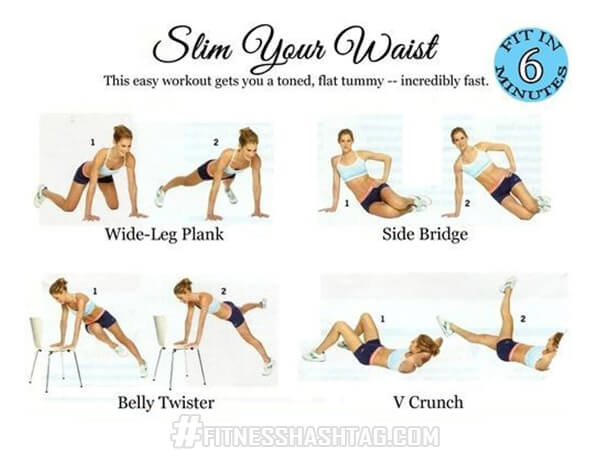 Slim Your Waist Fit in 6 min - Fitness Workout Butt Sixpack Legs