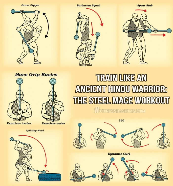 The Steel Mace Workout - Healthy Fitness Squat Train Back Abs