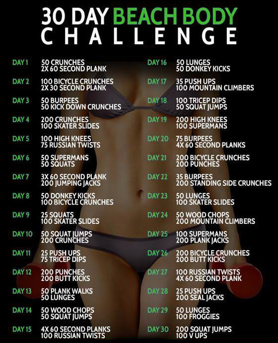 30 Day Beach Body Challeng - Healthy Fitness Workout Sixpack Abs
