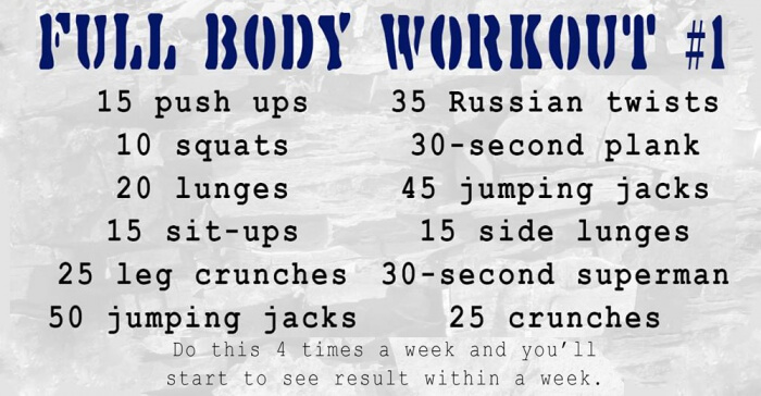 Full Body Workout - Fitness Healthy Workouts Push Ups Lunges Abs