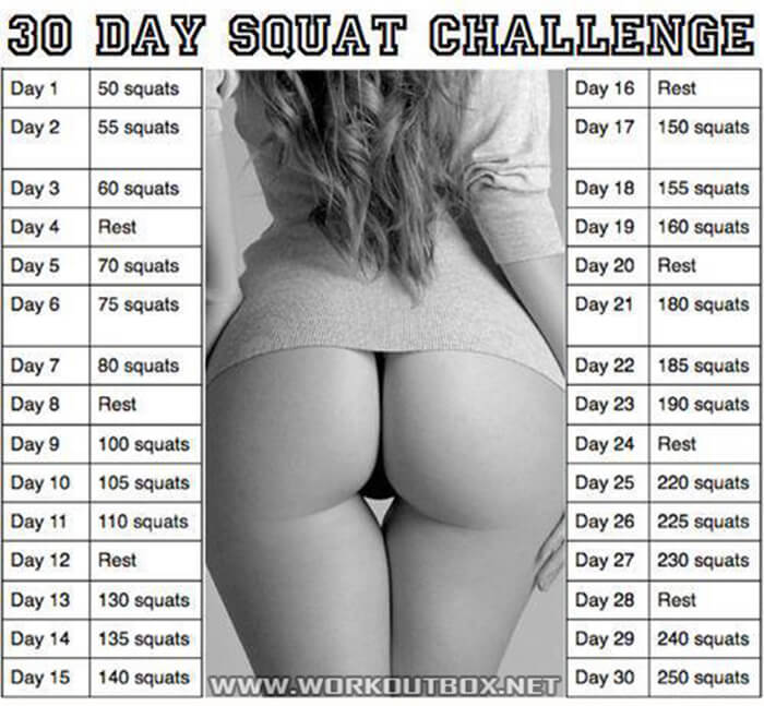 30 Day Squat Challenge - Butt Legs Core Healthy Fitness Training