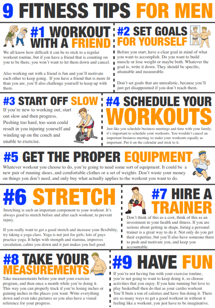 9 Fitness Tips For Men - Healthy Workout Stretch Set Goals Abs