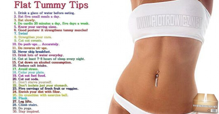 Flat Tummy Tips - Healthy Fitness Workouts Drink Water Eat Small