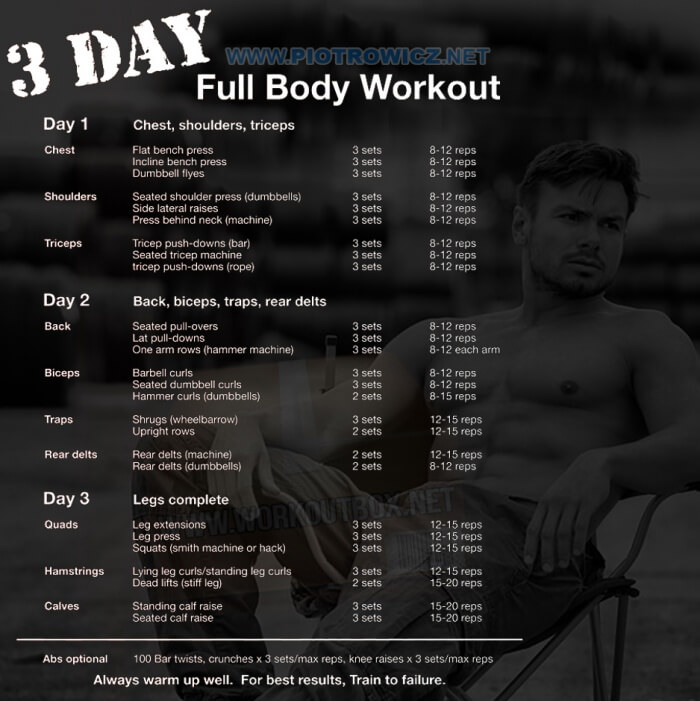 3 Day Full Body Workout Plan All Muscle Training Best Results