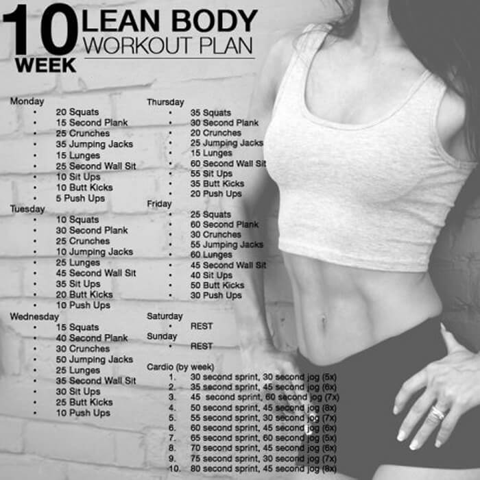 10 Week Lean Body Workout Plan - Sexy Training Routines Sixpack