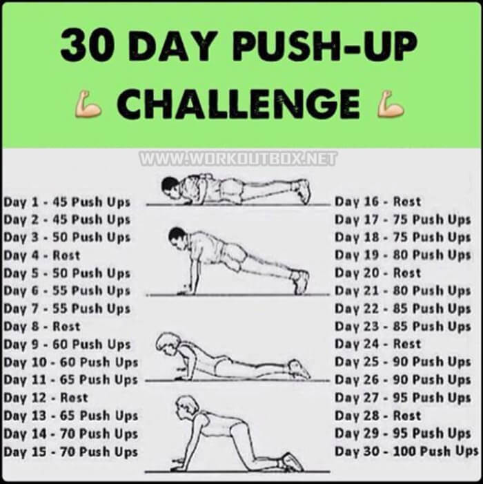 30 Day Push-Up Challenge - Fitness Body Health Workout Plan Arms