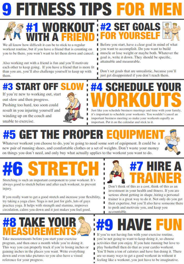 9 Fitness Tips For Men - Healthy Workout Stretch Set Goals Abs ...